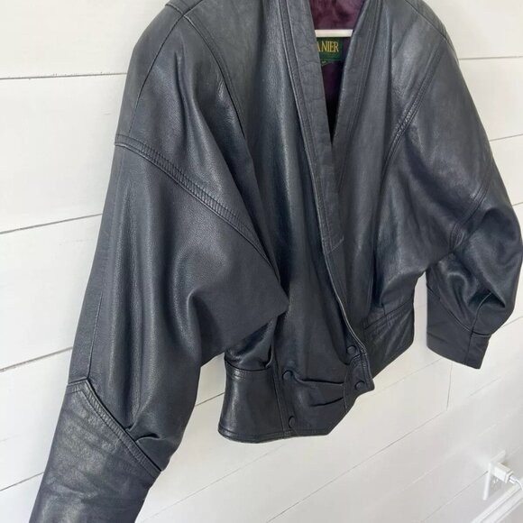 Vintage 1980s Padded Shoulder Black Leather Jacket, Danier - Picture 3 of 15